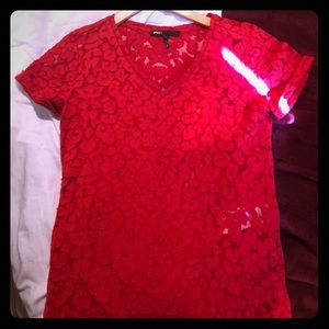 Sheer red pattern shirt